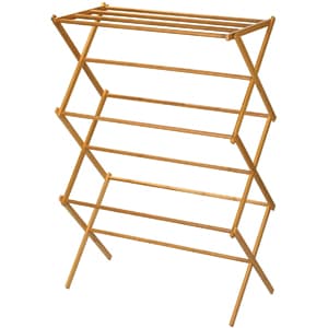 Household Essentials Folding Wooden Clothes Drying Rack
