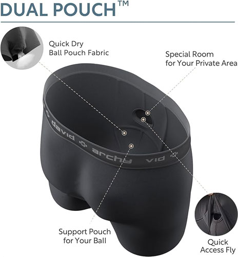 DAVID ARCHY Men's Micro Modal Dual Pouch Boxer Briefs (3 Pack)