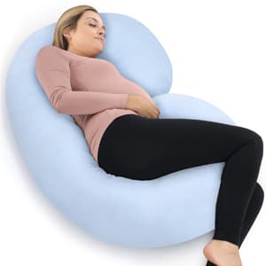 PharMeDoc Full Body Pregnancy Pillow - Maternity & Nursing Support Cushion w/ 100% Cotton Pillow Cover - C Shaped