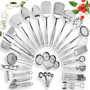 Home Hero Stainless Steel 29-Piece Kitchen Utensil Set - Best Kitchen Utensil Sets